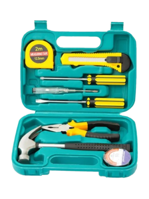 Professional 9-Piece Multi-Purpose Household & Automotive Tool Kit (with Compact Storage Case)